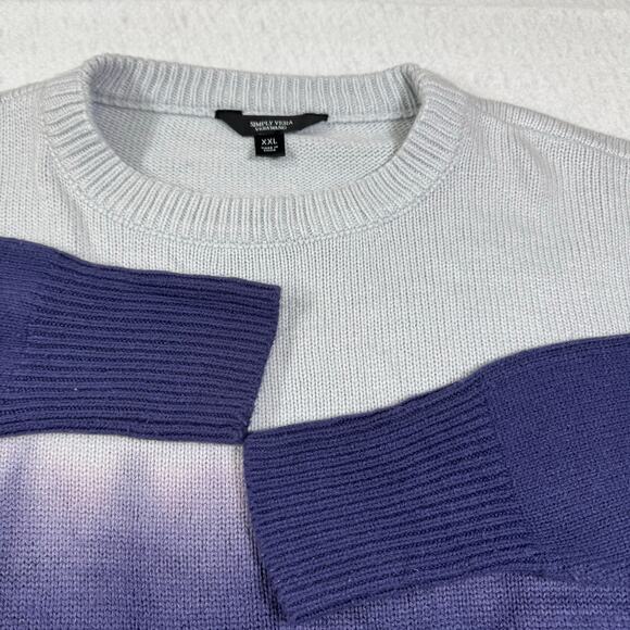 Simply Vera Wang XXL Ombre Knit Pullover Sweater Light Grey to Purple Cozy Relax - Picture 1 of 12